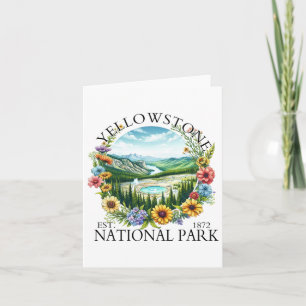 Cartão Floral Yellowstone National Park Hiking Camping Ou