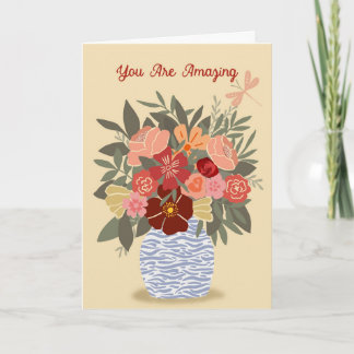 Cartão Floral "You Are Amazing" Folded Card - blank insid