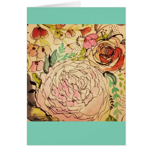 Cartão Flores 1 da Aquarela (Frente)