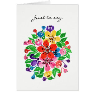 Cartão Flores arco-íris de aquarela