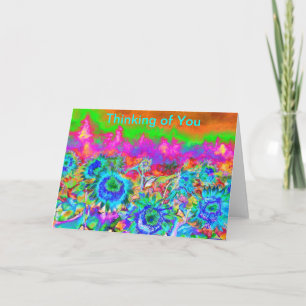 Cartão Flores azuis azuis e retro