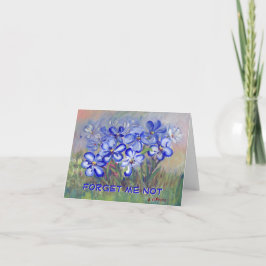 Cartão Flores Azuis numa Pintura de Arte em Campo