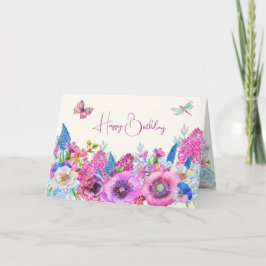 Cartão Flores azuis roxas florescem primavera