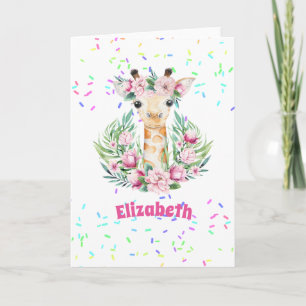 Cartão Flores Boho Giraffe Chamadas Meninas, Dons De Adol