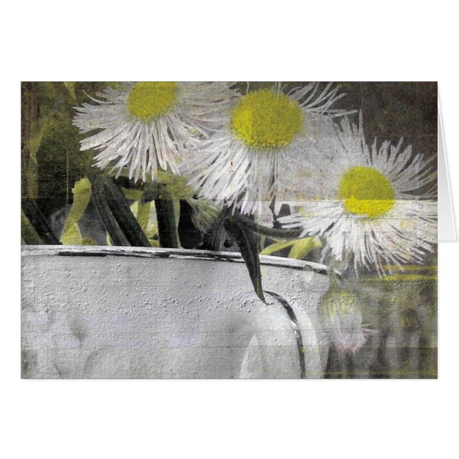 Cartão Flores bonito Semelhantes à Margarida em um Grupo (Frente Horizontal)