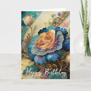 Cartão flores Boroque de aniversário
