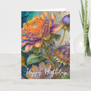 Cartão flores Boroque de aniversário