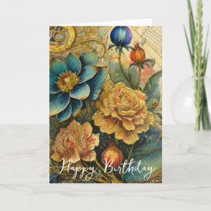 Cartão flores Boroque de aniversário
