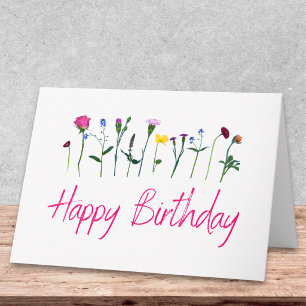 Cartão Flores Botânicas Únicas de Aniversário Modernas