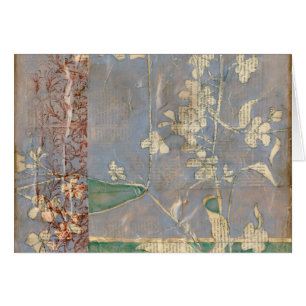 Cartão Flores Brancas no Fundo de Newsprint