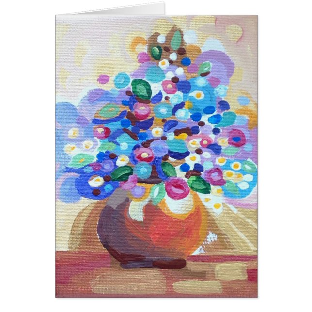 Cartão Flores brilhantes de joias com aspecto pintado à m (Frente)