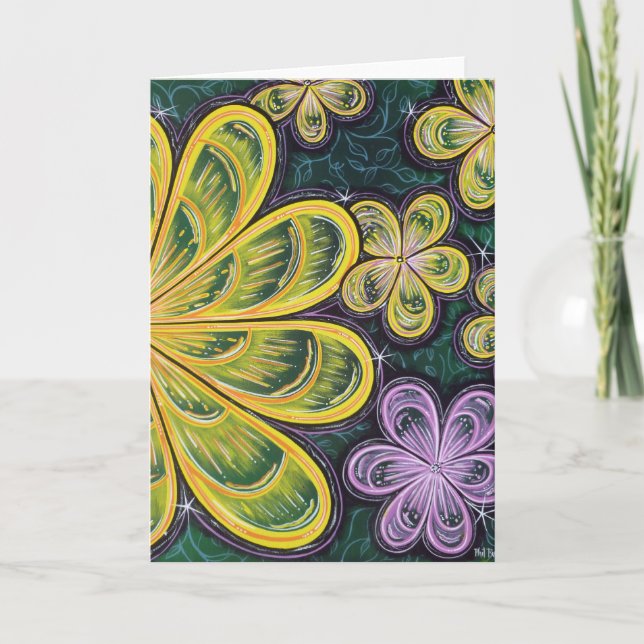 Cartão Flores calmas que cumprimentam (Frente)