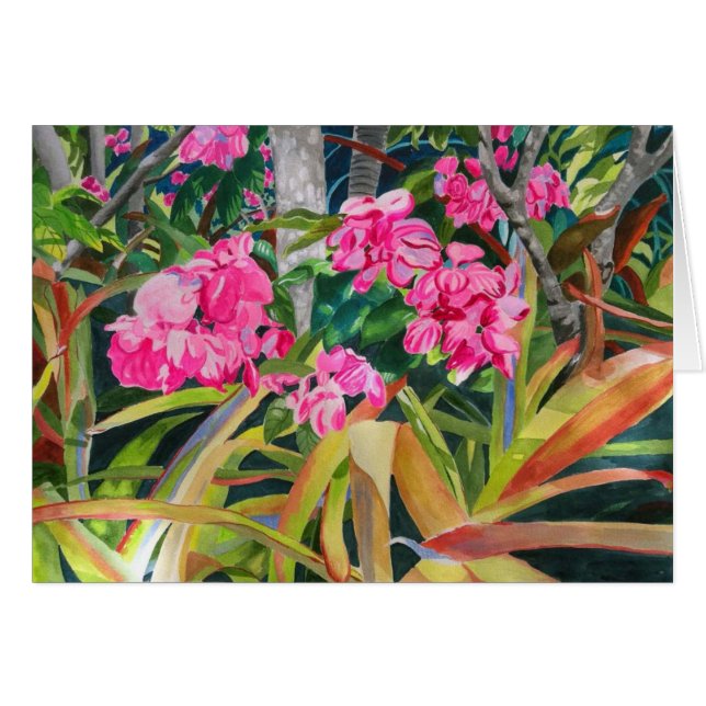 Cartão Flores cor-de-rosa (Frente Horizontal)