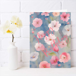 Cartão Flores Cor-de-Rosa Coloridas da Primavera em Tons 