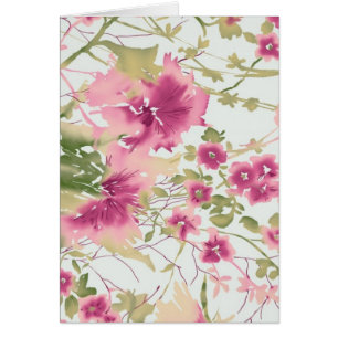 Cartão Flores cor-de-rosa da aguarela