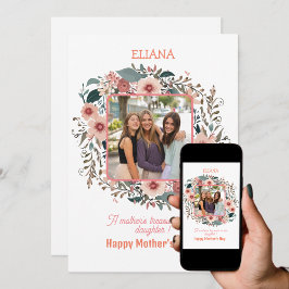 Cartão Flores Cor-de-Rosa Lindas Cotações de Mãe e Filha