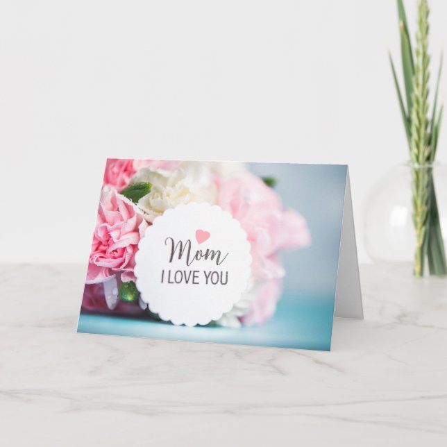 Cartão Flores Cor-de-Rosa Maternidade Feliz Dia das Mães  (Frente)