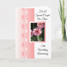 Cartão Flores Cor-de-Rosa Personalizadas 75º Aniversário 