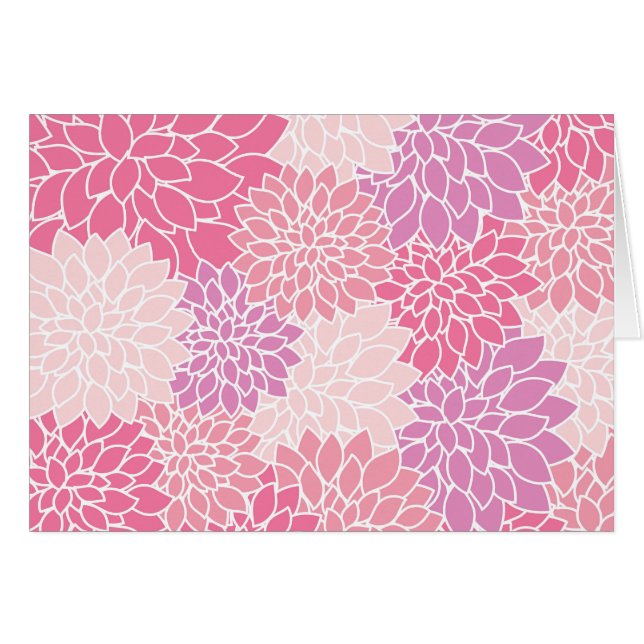 Cartão Flores Dahlia, Padrão De Flores, Dahlia Rosa (Frente Horizontal)