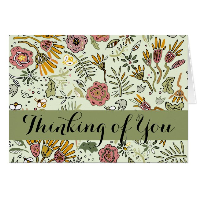 Cartão Flores De Abelhas Florais De Aquarelas Modernas El (Frente Horizontal)