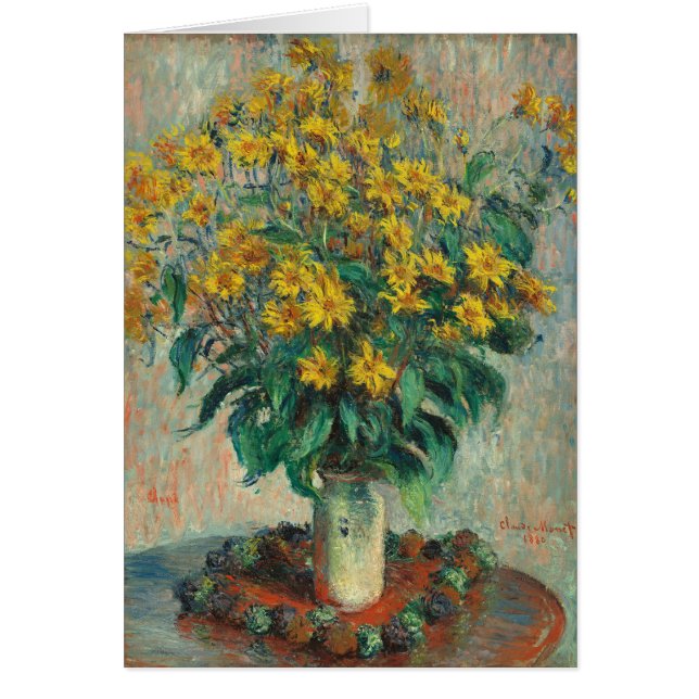 Cartão Flores de Alcachofra de Jerusalém por Claude Monet (Frente)