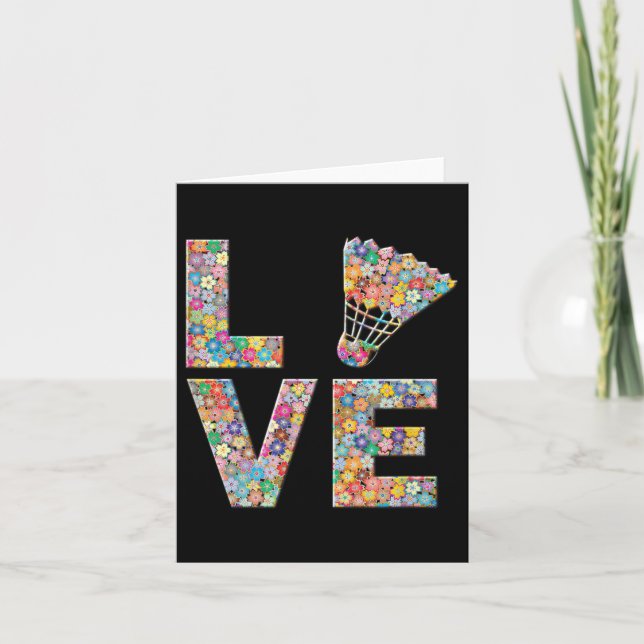 Cartão Flores De Amor De Bola De Badminton Shuttle (Frente)