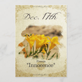 Cartão Flores de aniversário em 17 de dezembro "Freesia"