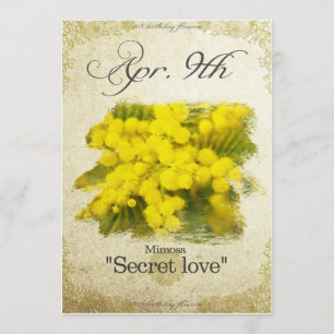 Cartão Flores de aniversário em 9 de abril "Mimosa"