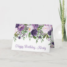 Flores de Aniversário em Aquarela Roxo e Branco