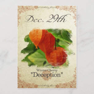 Cartão Flores de aniversário no dia 29 de dezembro "Cerej