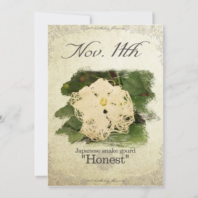 Cartão Flores de aniversário no nov.11 "Gourd cobra japon (Frente)