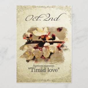 Cartão Flores de aniversário no segundo de outubro "Apric