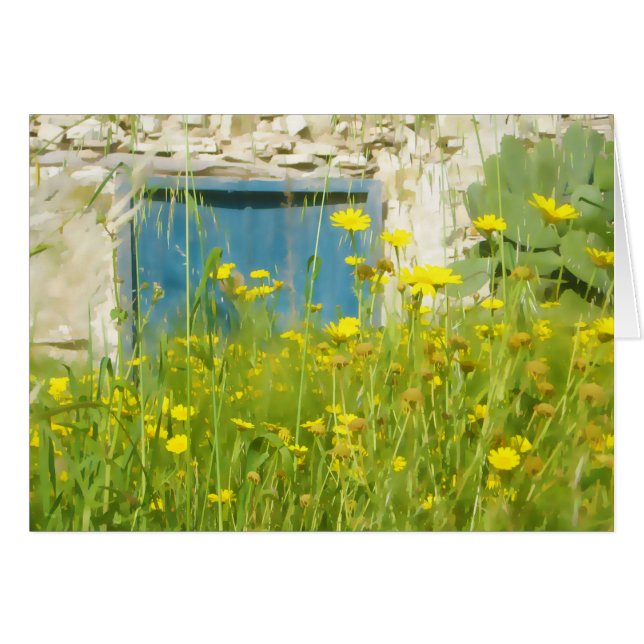 Cartão Flores de aquarela amarelas (Frente Horizontal)