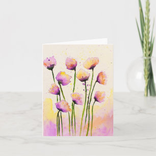 Cartão Flores de Aquarela com caules