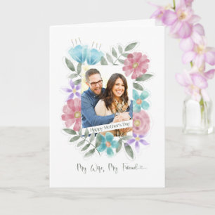Cartão Flores de Aquarela Personalizadas de Fotografias d