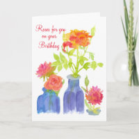 Flores De Aquarela Rosas Para Você No Seu Aniversá