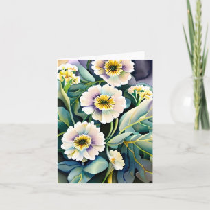 Cartão Flores de aquarela roxa e amarela personalizáveis