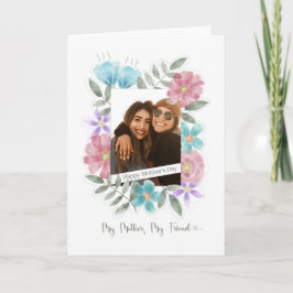 Cartão Flores de Aquarelas de Foto Personalizadas do Dia