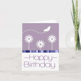 Cartão Flores de Borboleta Roxa Feliz Aniversário