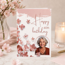 Cartão Flores de Brilho Cor-de-Rosa Floral Mulher Foto An