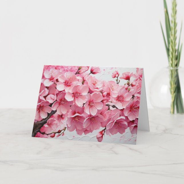 Cartão Flores de Flor de Cereja Rosa Elegante (Frente)