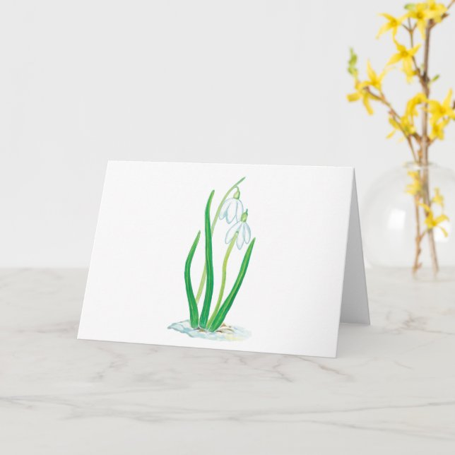 Cartão Flores de Galanthus nivalis no início da primavera (Flor Amarela)