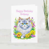 Flores de Gato Persa Personalizadas Aniversário