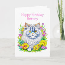 Flores de Gato Persa Personalizadas Aniversário