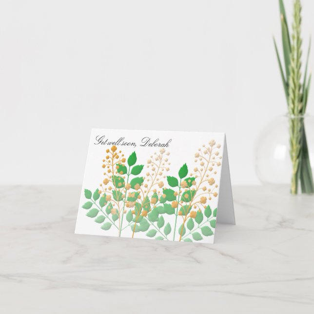 Cartão Flores de jardim e folhas ficam bem (Frente)
