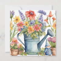 Flores de Jardim e Regador Aquarela 