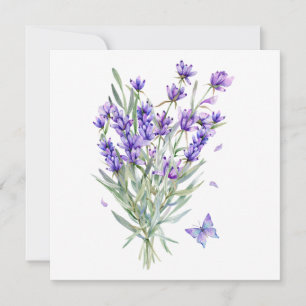 Cartão Flores de Lavanda em Aquarela
