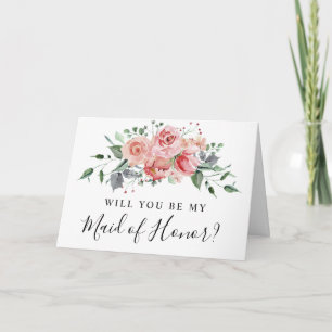 Cartão Flores de Madrinha de casamento Rosa Rosa Cor-de-r