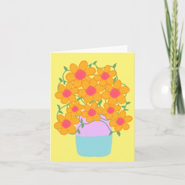 Cartão Flores De Mola Laranja E Rosa (Frente)