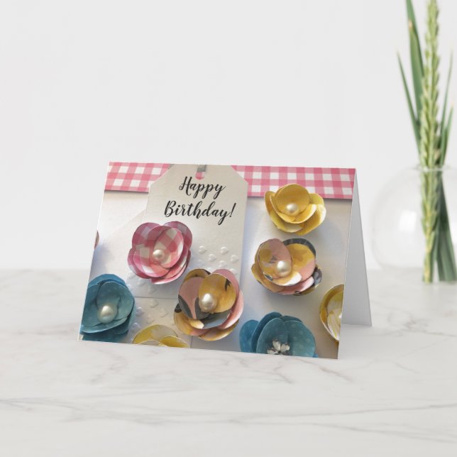 Cartão Flores De Papel Para O Seu Aniversário (Frente)